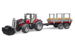 BRUDER 2046 Traktor Massey Ferguson 7480 s prívesom na klady